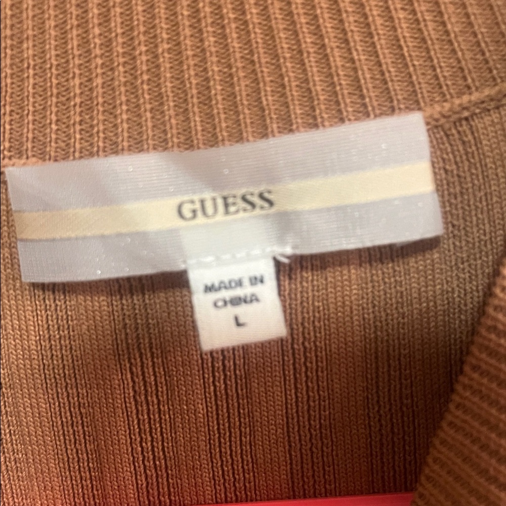 Guess Ribbed Knit Tank Top - Tan - Picture 2 of 3